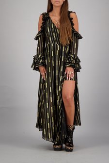 Reinders dress ruffles stripes