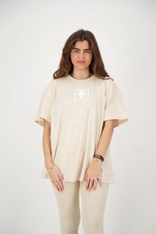 Reinders Headlogo square t-shirt oversized - Creme