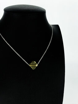 Z&auml;g - ketting - DarkGreen FlowerStone