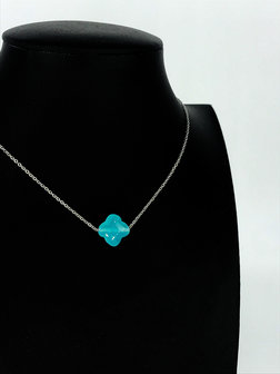 Z&auml;g - ketting -  Turquoise FlowerStone