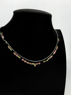 Z&auml;g - ketting - Dubble PinkStones