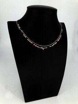Z&auml;g - ketting - Dubble PinkStones