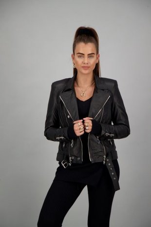 Reinders leather jacket dames silver