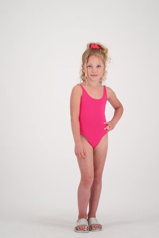Reinders kids swim suit headlogo solid pink 