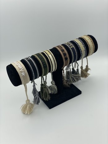 Armband stof - bruin 'Love' 
