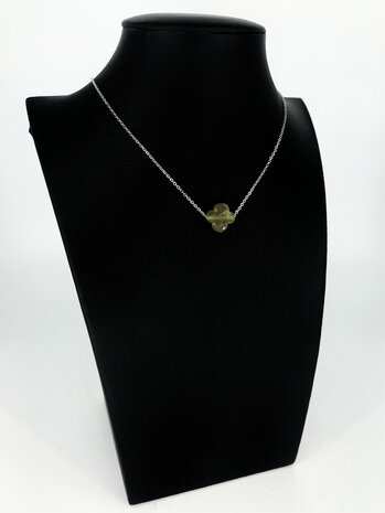 Zäg - ketting - DarkGreen FlowerStone