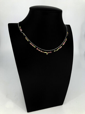 Zäg - ketting - Dubble PinkStones